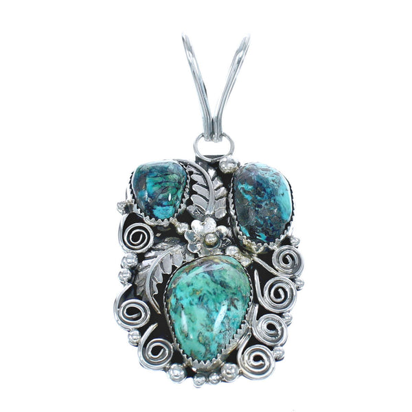 Native American Navajo Turquoise Flower And Leaf Pendant JX122774